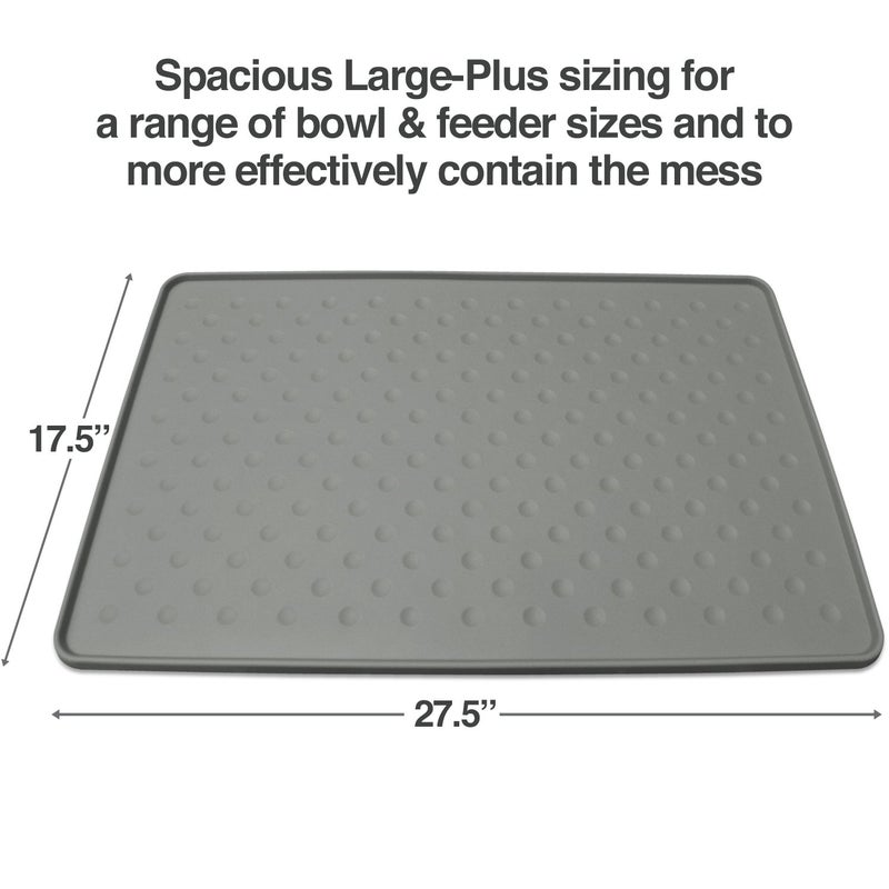 PetFusion Toughgrip Large Plus Dog Food Mat [Just The Right Size Before Getting Too Big @ 27.5 x 17.5]. Waterproof, Extra Tough FDA Grade Silicone, Grey - Image 2